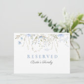 Blue Wildblume Periwinkle Wedding Reservierte Kart (Stehend Vorderseite)