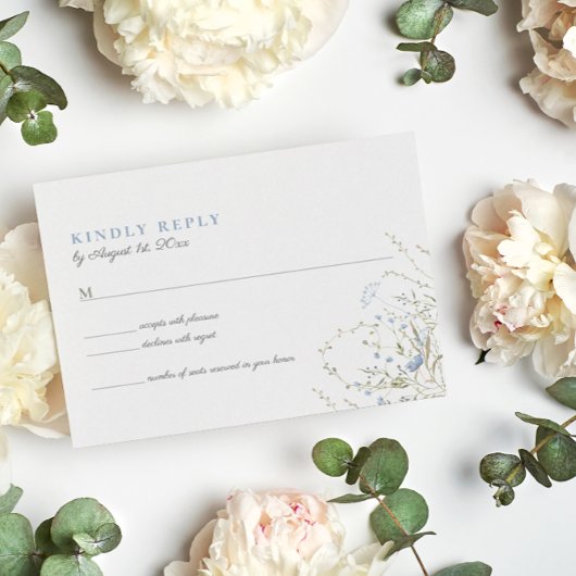 Blue Wildblume Periwinkle Wedding RSVP Card Karte