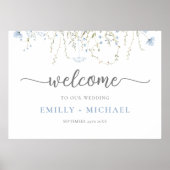 Blue Wildblume Periwinkle Wedding Willkommenszeich Poster (Vorne)