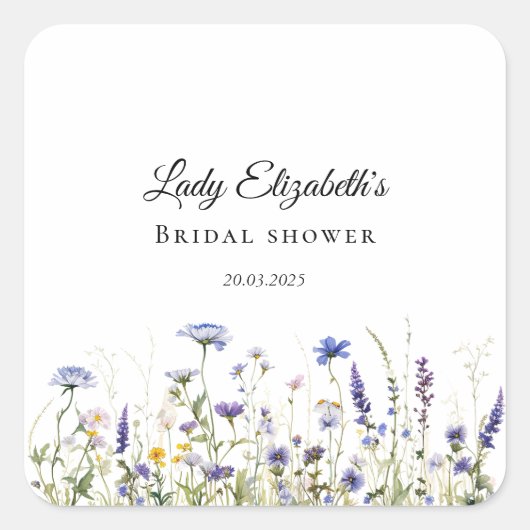 Blue Wildblume Regency Bridal Collection Quadratischer Aufkleber (Vorderseite)