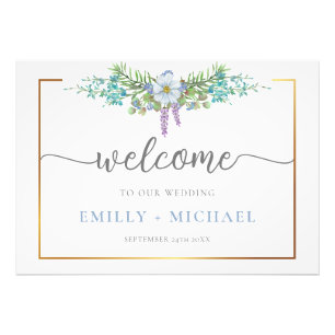 Blue Wildblume Rose und Goldhochzeit Fotodruck