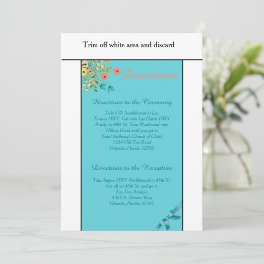 Blue Wildblume Spring 3.5x6 Directions Card Einladung (Stehend Vorderseite)