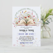 Blue Wildblume Storybook Neue Kapitel Kinderdusche Einladung (Stehend Vorderseite)