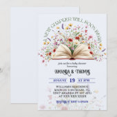 Blue Wildblume Storybook Neue Kapitel Kinderdusche Einladung (Vorne/Hinten)