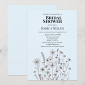 Blue & Wildblume Theme Brautparty Einladung (Vorne/Hinten)