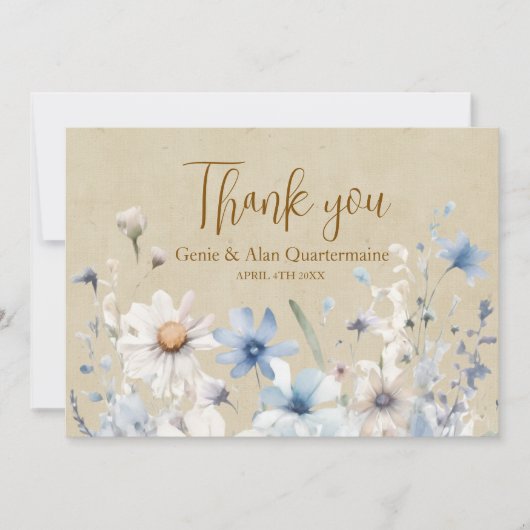 Blue Wildblume Vielen Dank Dankeskarte (Vorderseite)