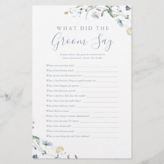 Blue Wildblume, was hat der Bräutigam gesagt Spiel (Vorderseite)
