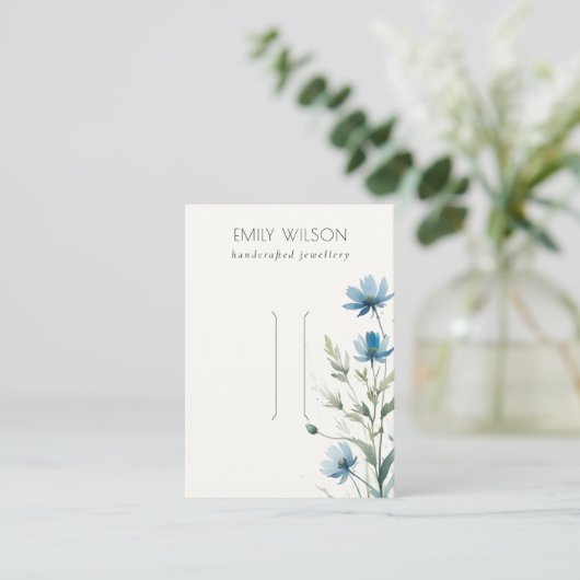 Blue Wildblume Watercolor Hairpin Juwelier Display Visitenkarte (Stehend Vorderseite)