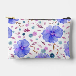 Blue Wildblume Watercolor Pouch Geschenk für Mutte Zubehörtasche