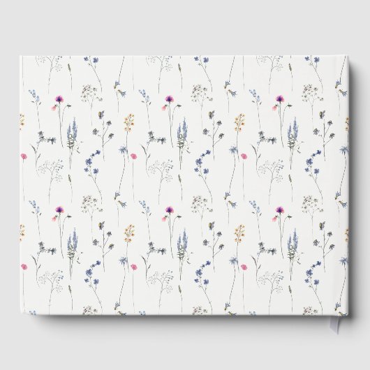 Blue Wildblume Watercolor Wappen Brautparty Gästebuch (Rückseite)