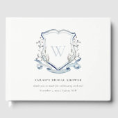 Blue Wildblume Watercolor Wappen Brautparty Gästebuch (Vorderseite)