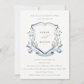 Blue Wildblume Watercolor Wappen Probe Abendessen Einladung (Vorderseite)