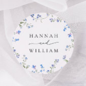 Blue Wildblume Wedding Classic Round Sticker