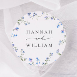 Blue Wildblume Wedding Classic Round Sticker