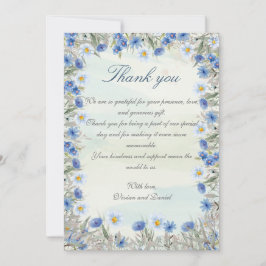 Blue Wildblume Wedding Dankeschön Card Dankeskarte