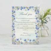 Blue Wildblume Wedding Dankeschön Card Dankeskarte (Stehend Vorderseite)