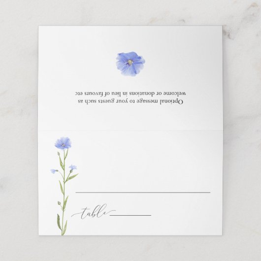 Blue Wildblume Wedding Guest Escort Platzkarte (Außenseite Aufgefaltet)