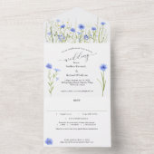 Blue Wildblume Wedding Öko Paper Rettend All In One Einladung (Innen Boden)