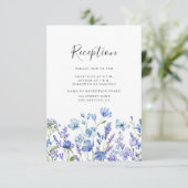 Blue Wildblume Wedding Reception Enclosure Card Begleitkarte (Stehend Vorderseite)