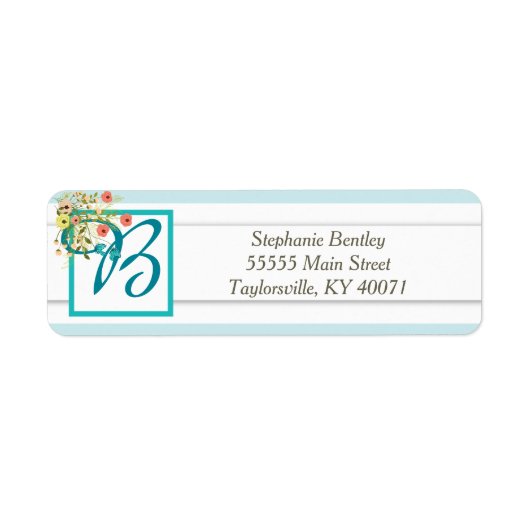 Blue Wildblume Wedding Return Address Label (Vorne)