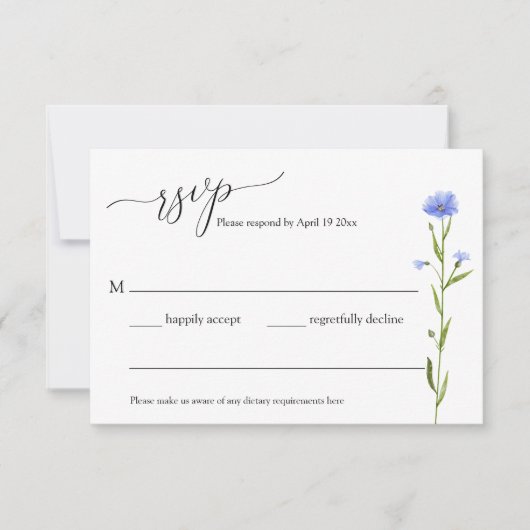 Blue Wildblume Wedding Rsvp Enclosure Card Karte (Vorderseite)