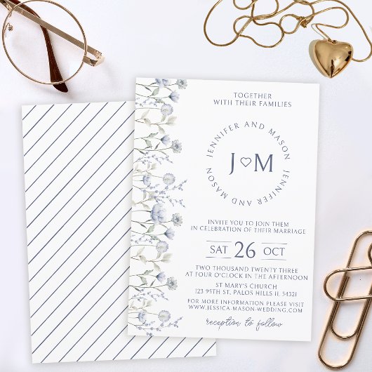 Blue Wildblume winzige Blume Hochzeitseinladung Einladung