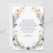 Blue Wildblume Wreath Baby Dusche Danke Karte (Vorderseite)