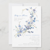 Blue Wildblumen Baby in Bloom Baby Dusche Einladung (Vorderseite)