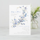 Blue Wildblumen Baby in Bloom Baby Dusche Einladung (Stehend Vorderseite)