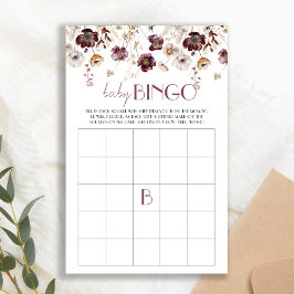 Blue Wildblumen Baby Showdusche Bingo Game Card