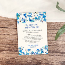 Blue Wildblumen Beileid Memory Danke Karte