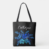Blue Wildblumen Boho Script Personalisiert Name Tasche (Rückseite)