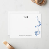 Blue Wildblumen Classic Elegante Couple Initials Mitteilungskarte (Vorderseite/Rückseite Beispiel)