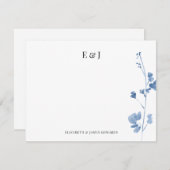 Blue Wildblumen Classic Elegante Couple Initials Mitteilungskarte (Vorne/Hinten)