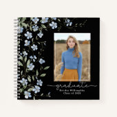 Blue Wildblumen Foto Abschluss Gästebuch Notizblock (Vorderseite)