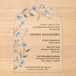 Blue Wildblumen Homeschool Abschluss Arch Acryleinladungen