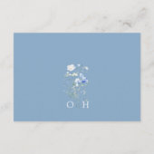 Blue Wildblumen Monogram Wedding Details QR Code Begleitkarte (Rückseite)