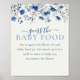Blue Wildblumen Raten Sie Baby Food Baby Duschgame Poster