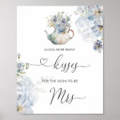 Blue Wildblumen wie viele Küsse Brautparty Poster (Vorne)