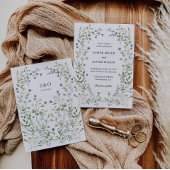 Blue Wildblumen Wreath Wedding Einladung