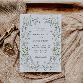 Blue Wildblumen Wreath Wedding Einladung
