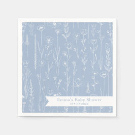 Blue Wildflower Baby Shower | Floral Pattern Serviette