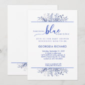Blue Wildflower Border Something Blue Baby Shower Einladung (Vorne/Hinten)