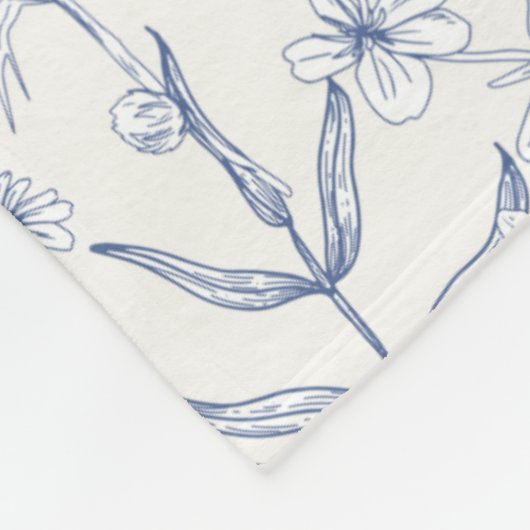 Blue Wildflower Botanical Monogram  Fleecedecke (Ecke)