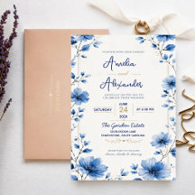 Blue Wildflower Elegant Watercolor Floral Romantic