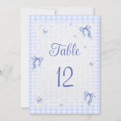 Blue Wildflower Floral  Bow Gingham Table Number (Rückseite)
