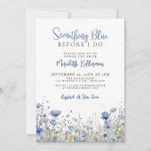 Blue Wildflower Floral Bridal Shower Einladung (Vorderseite)