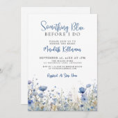 Blue Wildflower Floral Bridal Shower Einladung (Vorne/Hinten)