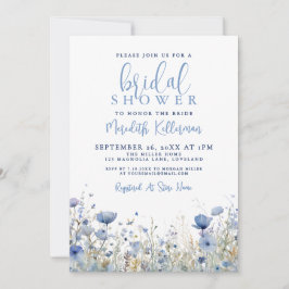 Blue Wildflower Floral Bridal Shower Einladung