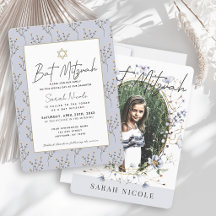Blue Wildflower Floral Photo Bat Mitzvah